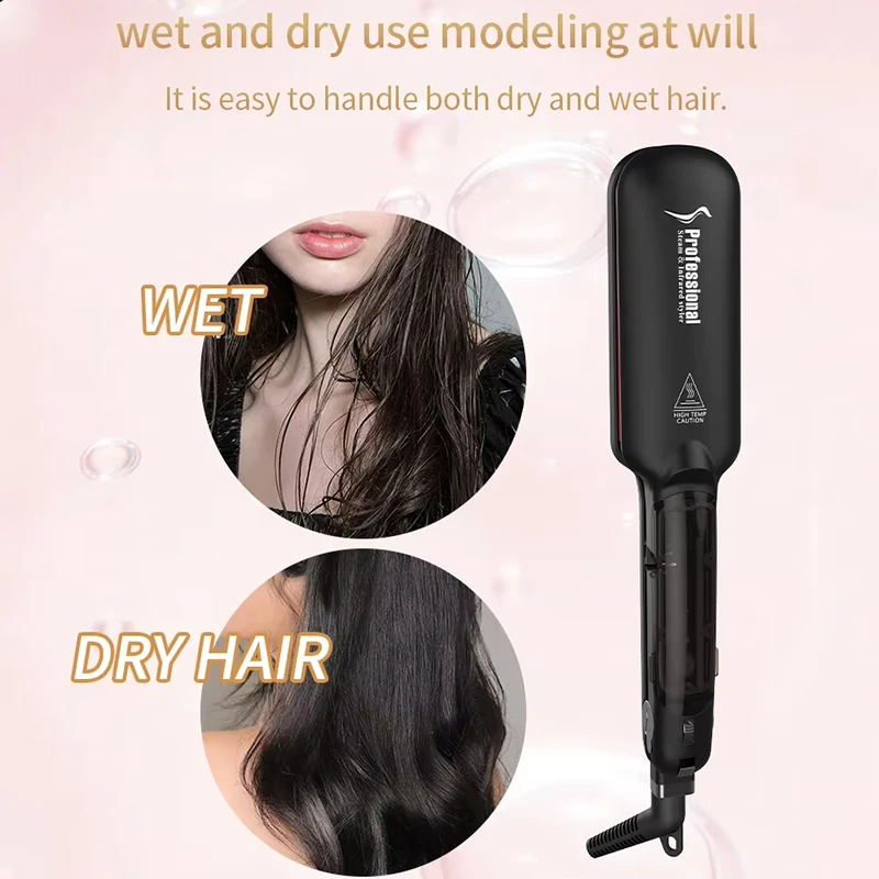PTC heated steam straightener Infrared ceramic wide plate flat iron multi-functional professional hair straightener 5