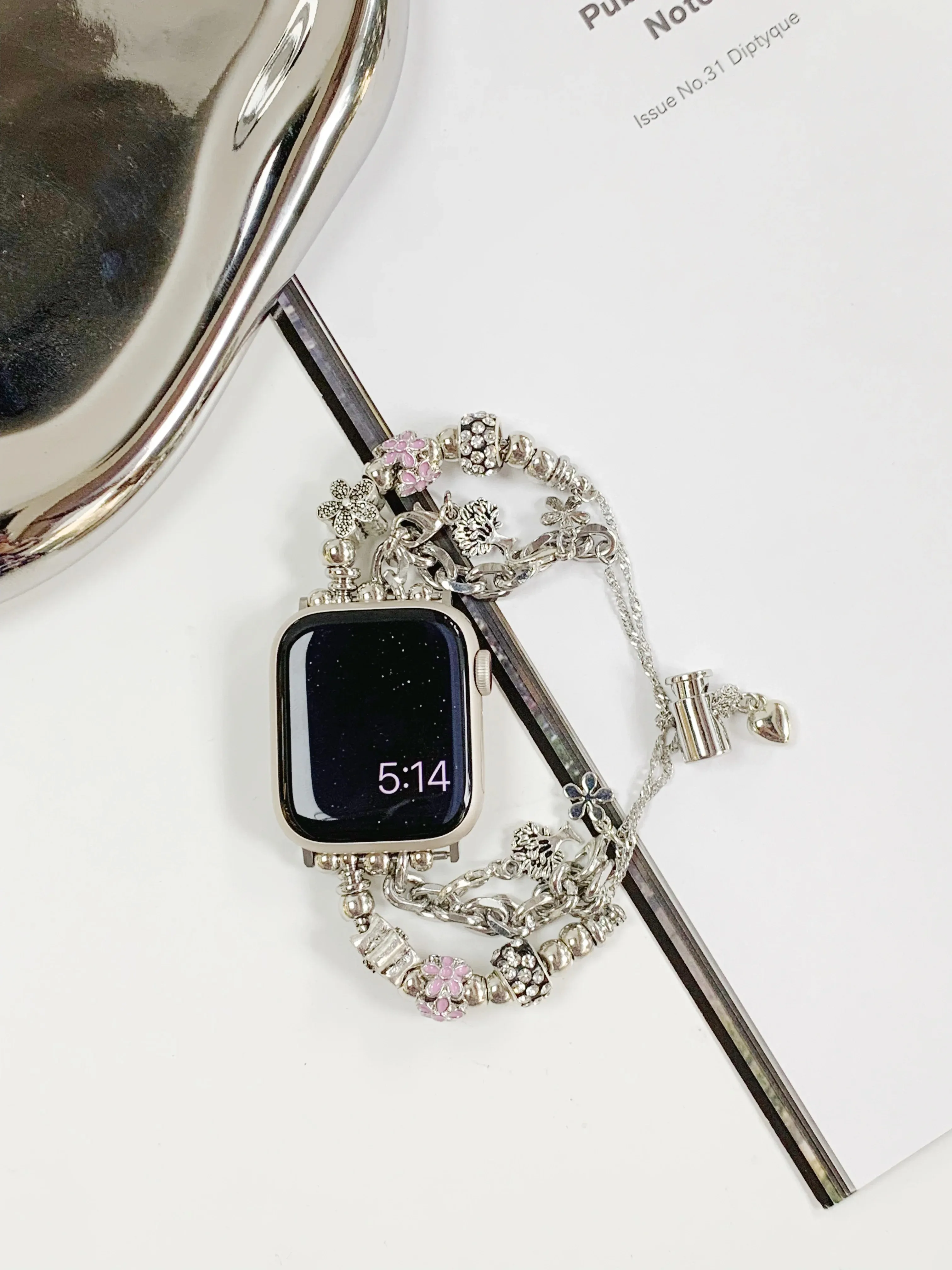 

Бусины быстрой конструкции для Apple Watch Band 44 мм 49 мм 45 мм 42 мм Ultra 2 38 мм 40 мм 41 мм, телескопическая цепь, металлический браслет для девочек