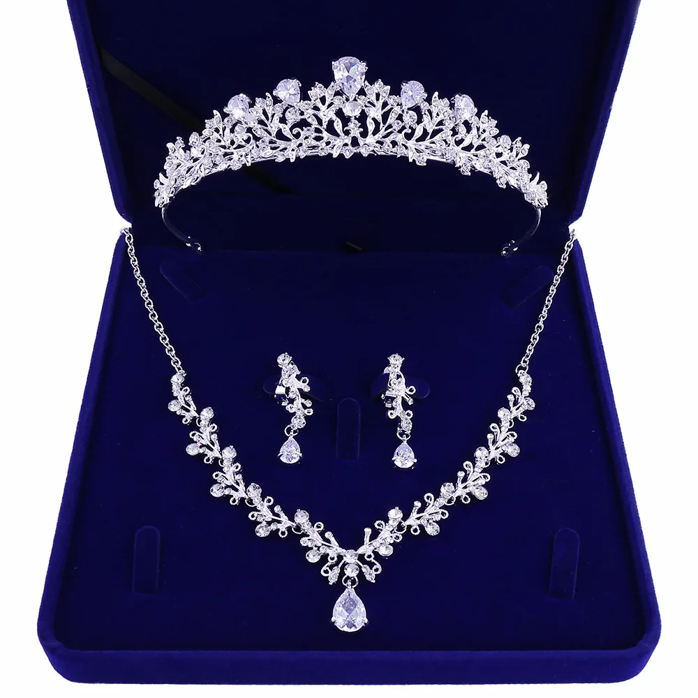 

Headpieces Luxury Wedding Rhinestone Crown Tiaras Earring Necklace Set Fashion Crystal Bride Jewelry Sets
