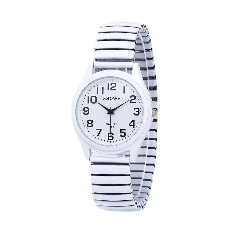Retro Couple's Watch Creative Black and White Elastic Band Watch Elderly Couple Stretch Quartz Wristwatches 1pc Relogio Feminino 6