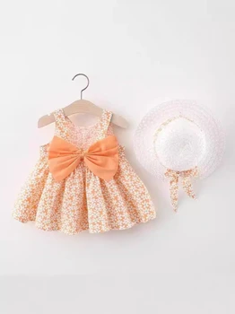 Set di vestiti per neonata Abiti estivi per neonati Vestiti per bambini Coreano carino fiocco fiori Abito da principessa infantile da spiaggia