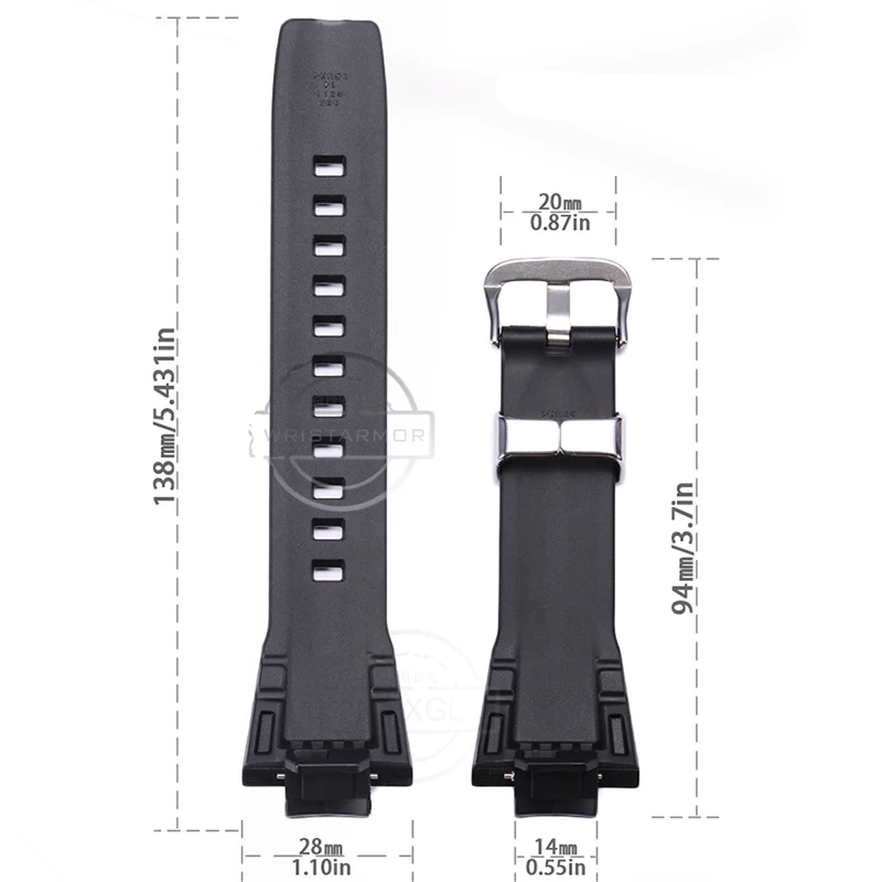 Durable Rubber Replacement Strap for Men's Sports Watches – Waterproof Resin Bracelet