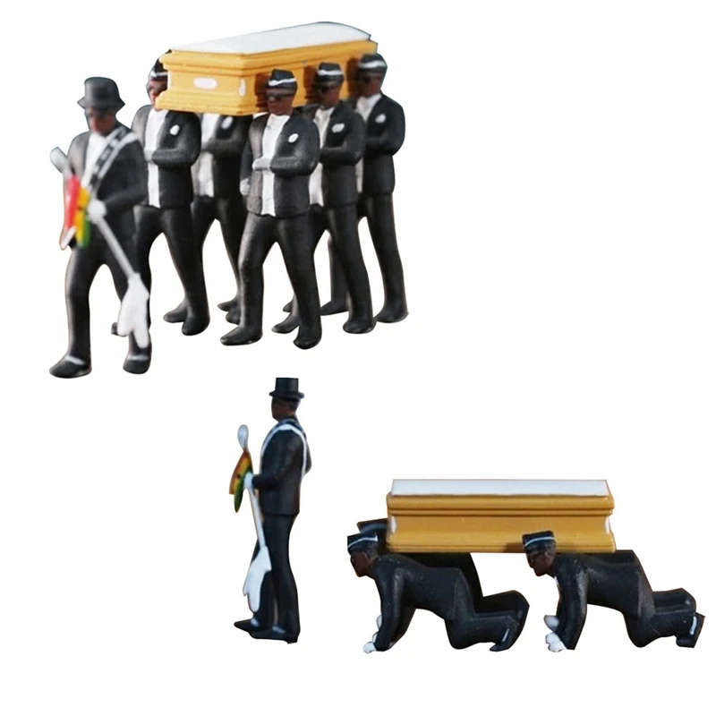 

1:64 Action Figure Car Decor Ghana Funeral Coffin Dancing Pallbearer Team Model Exquisite Workmanship