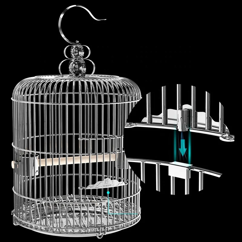 

Good Quality Popular Round 304 Stainless Steel Bird Cage With 34cm 36cm 38cm 40cm Sizes