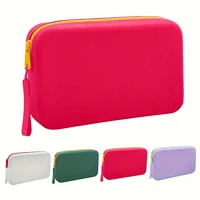 Square Silicone Storage Bag, Portable Travel Cosmetics and Toiletries Bag, Multifunctional Waterproof Cosmetic Bag with Zipper 1