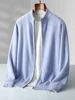 High-end Men Cashmere Sweater Zipper Cardigan Autumn Winter 100% Merino Wool Knitwear Thick Mock Neck Double Sided Wearable Coat 1