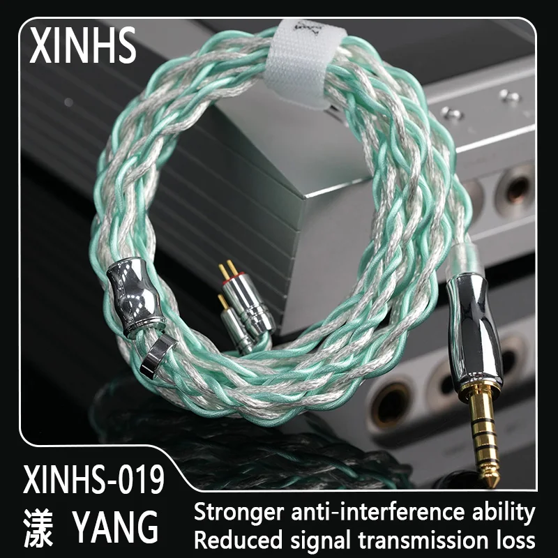 XINHS 4-Core Single Crystal Copper Silver Cable HiFi Audio