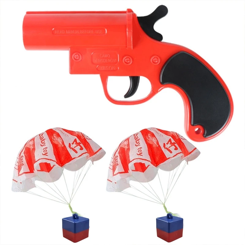 Parachute Guns Interactive Playhouse Toy for Kid Toddler Pressure Release Outdoor Toy Launching with Guns