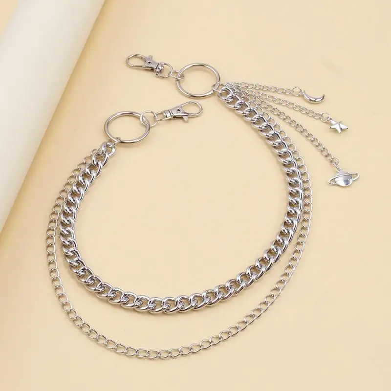 Metallic Punk-Pop Statement Chain Accessory - Bold Hip Hop Style
