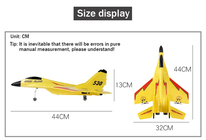 Rc Plane SU 57, size display Unit: CM Tip: It is inevitable that there will be errors in pure