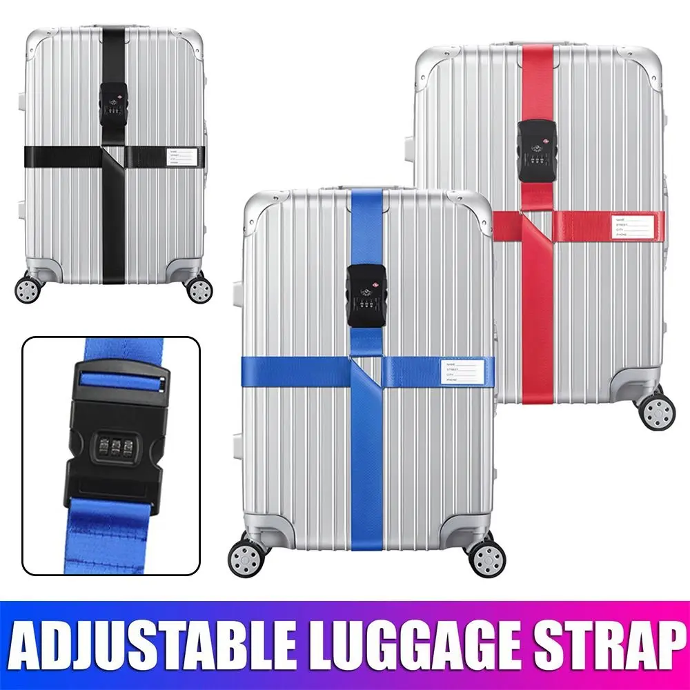 HotAdjustableTSAPasswordCustomsLockLuggageStrapsTravelSuitcase