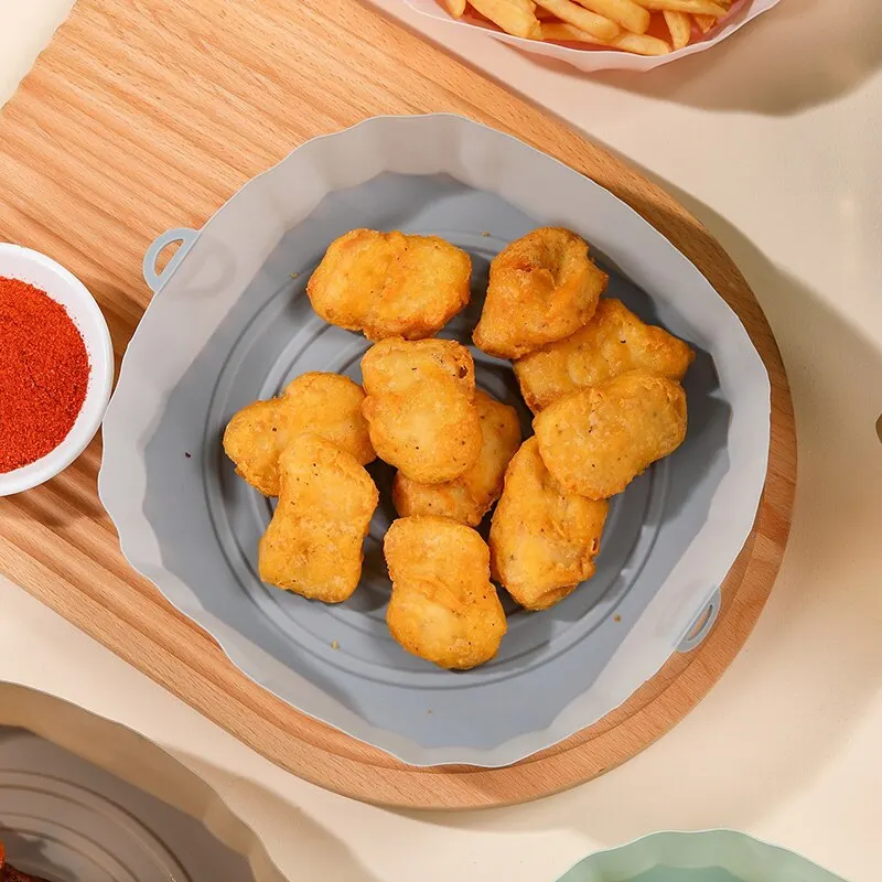 Air Fryer Liners Silicone Baking Tray Reusable Basket Mat Non Stick Round Microwave Pads Baking Mat Oven Air Fryer Liner