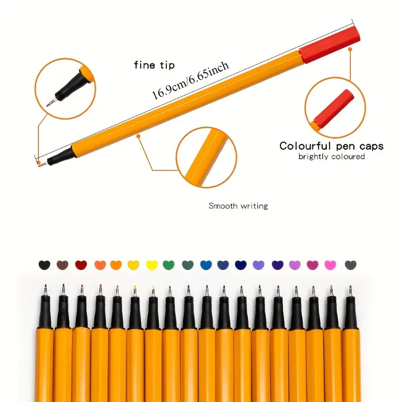 12/24pcs Fine Liner Pen Set Waterproof Color Markers Drawing Office Notes School Stationery Gift Classroom Marking