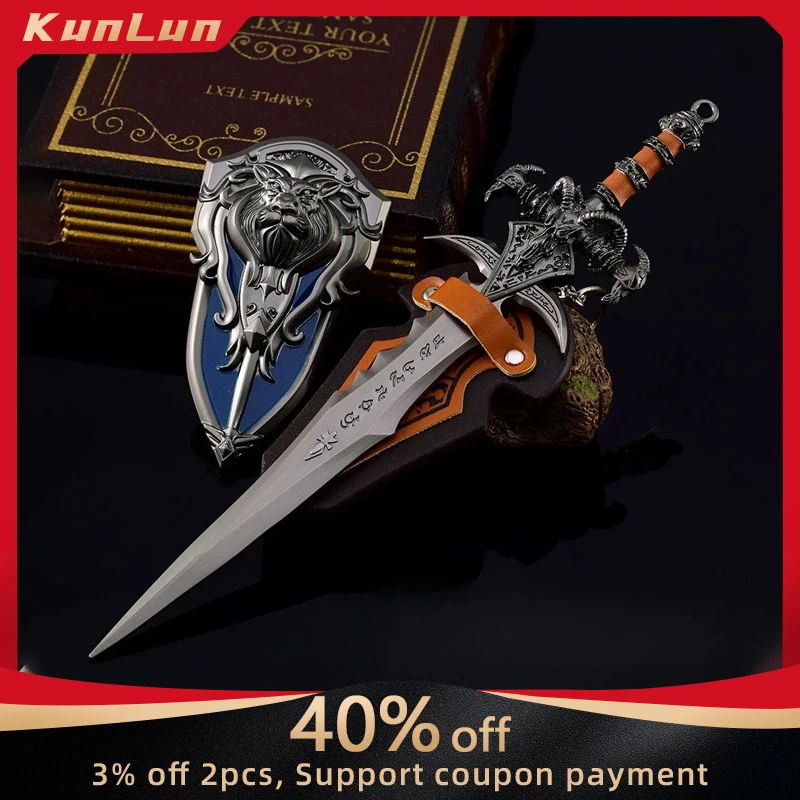 22cm World of Warcraft Frostmourne Sword Sheild 2pcs Metal Katana