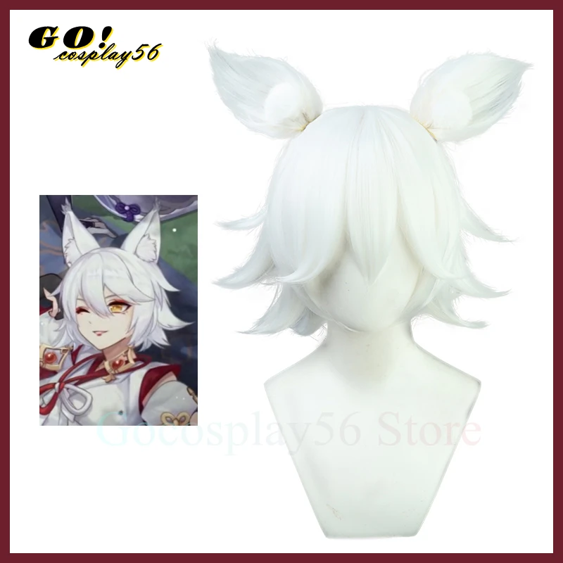 

Genshin Impact Cosplay Kitsune Saiguu Wig Fox Ears Heat Resistant Hair Halloween Game Role Play