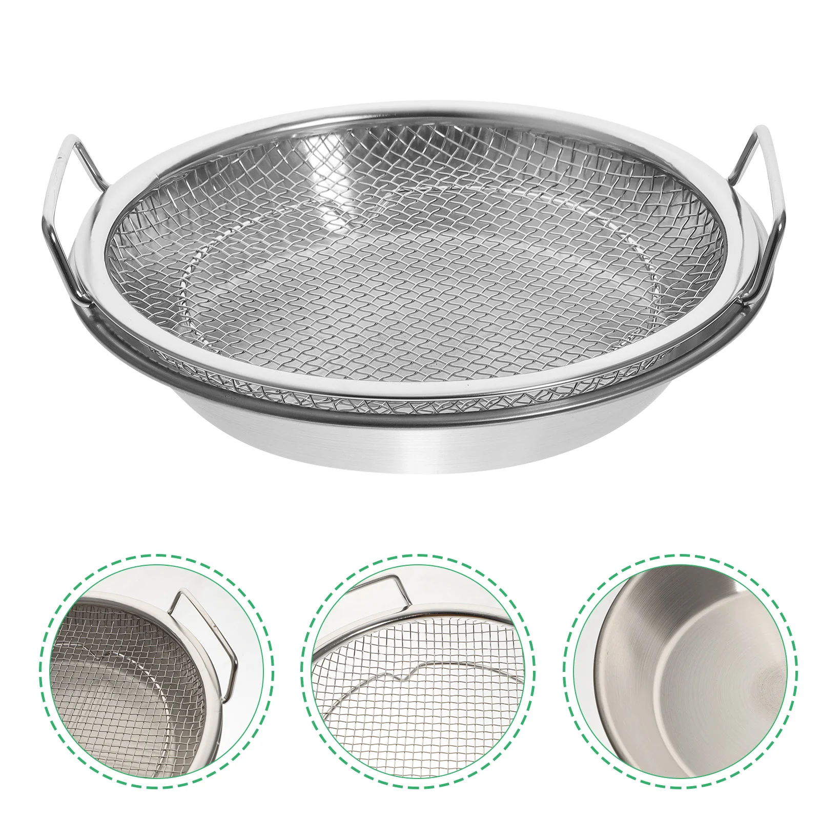 

Filter Drain Pan Plate for Snack Fried Chicken Serving Food Stainless Steel Holder Convenient Fruits Oven Air Fryer Baking Tray