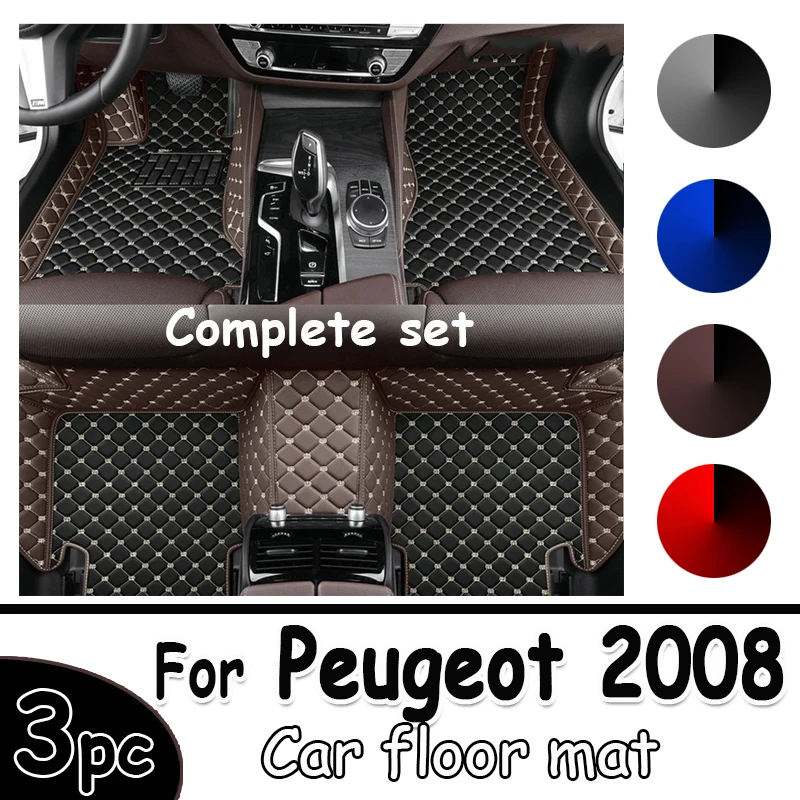 

Автомобильные коврики для Peugeot 2008 P24 2020 2021 2022, роскошные кожаные коврики, прочные коврики, комплект противогрязных ковриков, автомобильные аксессуары