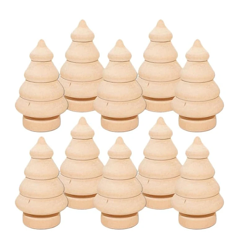 10PCS Creative Gifts Christmas Wooden Peg Dolls Unfinished DIY Art Craft Color Graffiti Toys for Kids Party Favors Prizes