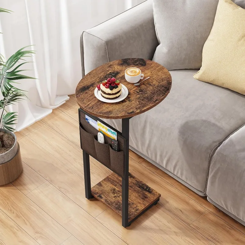C Shaped End Table for Couch, Small Side Table for Couch, Small Couch Side Table for Small Spaces 4