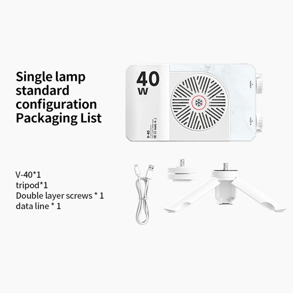 Mini Selfie Light 40W LED Camera Light Handheld Fill Light 4400mAh Adjustable Brightness Photography Lighting Pocket Light