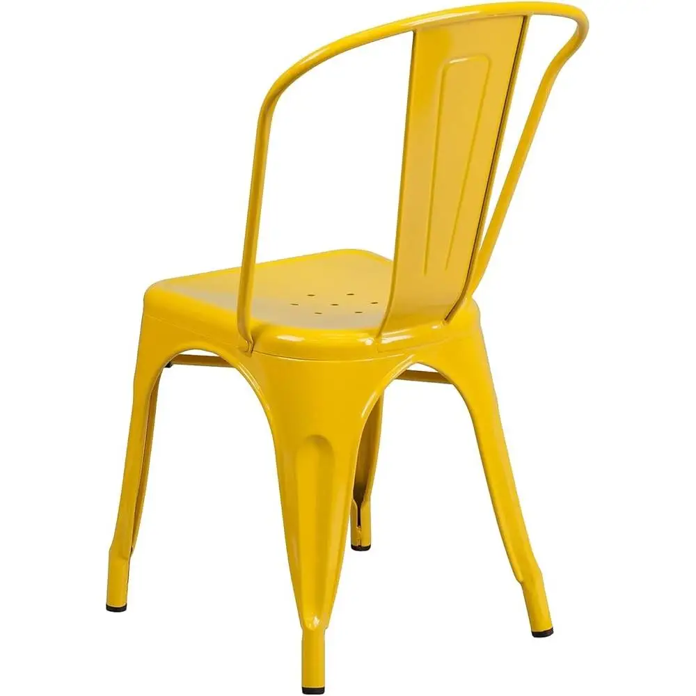Luke Commercial Grade 4 Pack Yellow Metal Indoor-Outdoor Stackable Chair 6