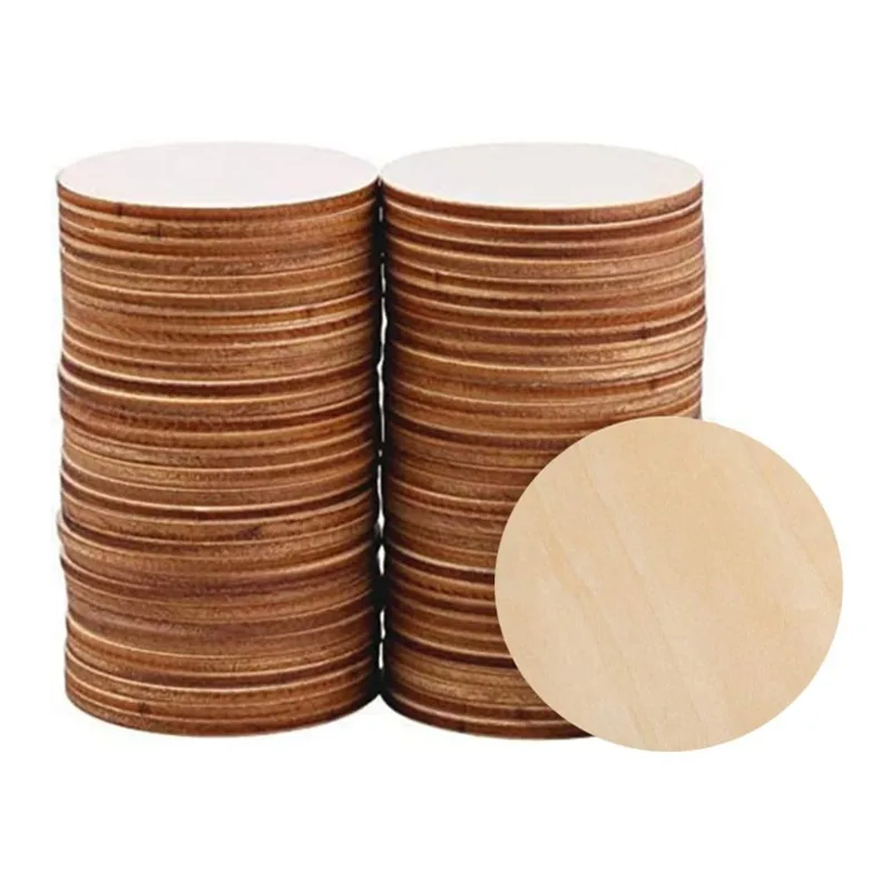 공예에 대 한 25pcs 50mm 나무 서클 미완성 된 나무 라운드 공예, 문 걸이, 문 디자인, 나무 굽기에 대 한 나무 컷 아웃