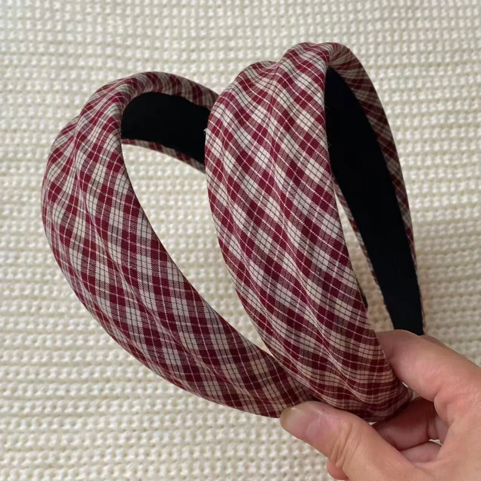 1PC Plaid Twisted Headbands For Women Autumn Winter Vintage Fashion Wide-Brimmed Hair Hoops Hair Accessories Stylish Hair