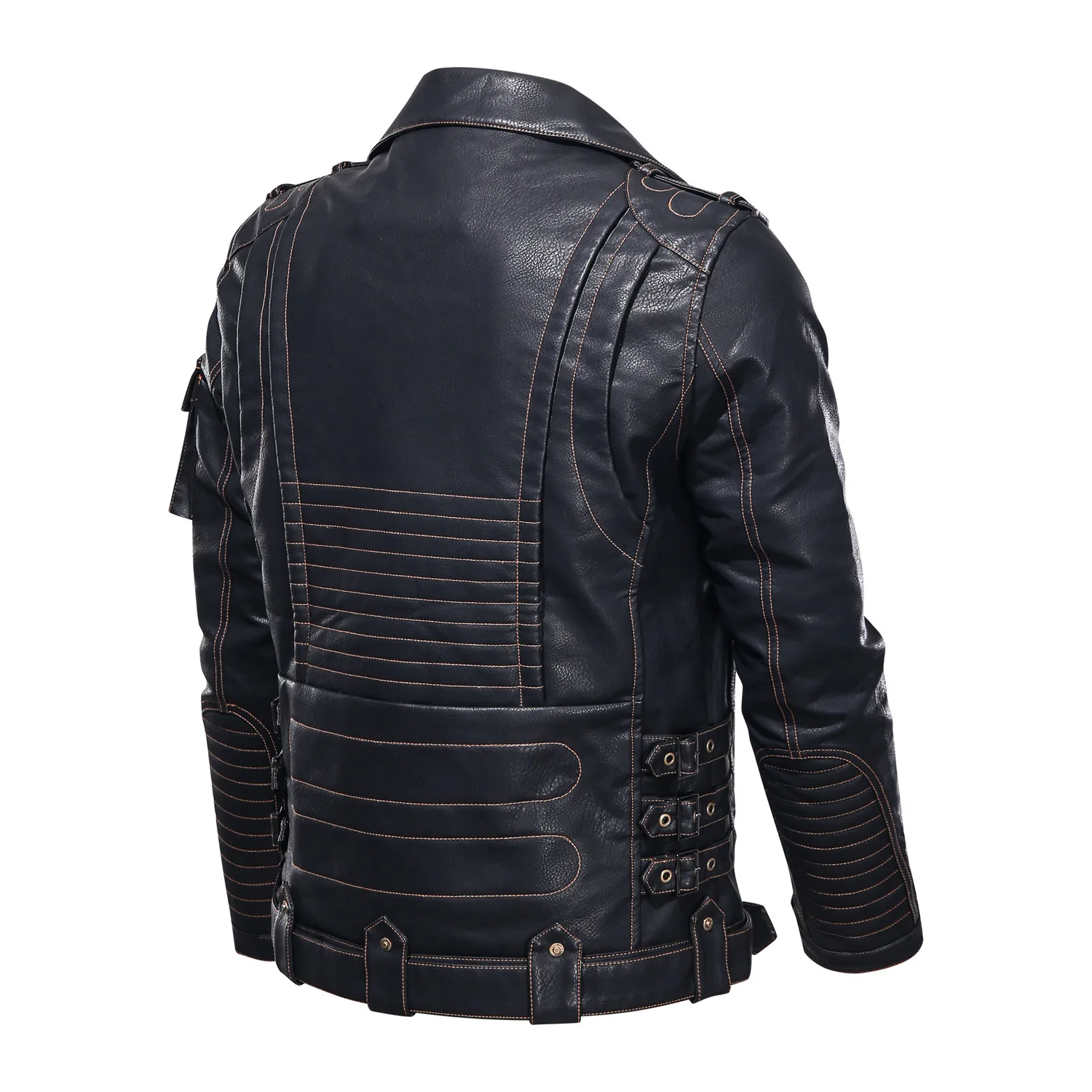 Leather Jackets Men Winter Jacket Winter Motorcycle PU Leather Jacket Fashion Cool Zipper Pockets Leather Coats Men Fashion Winter Clothing Mens Jacket
