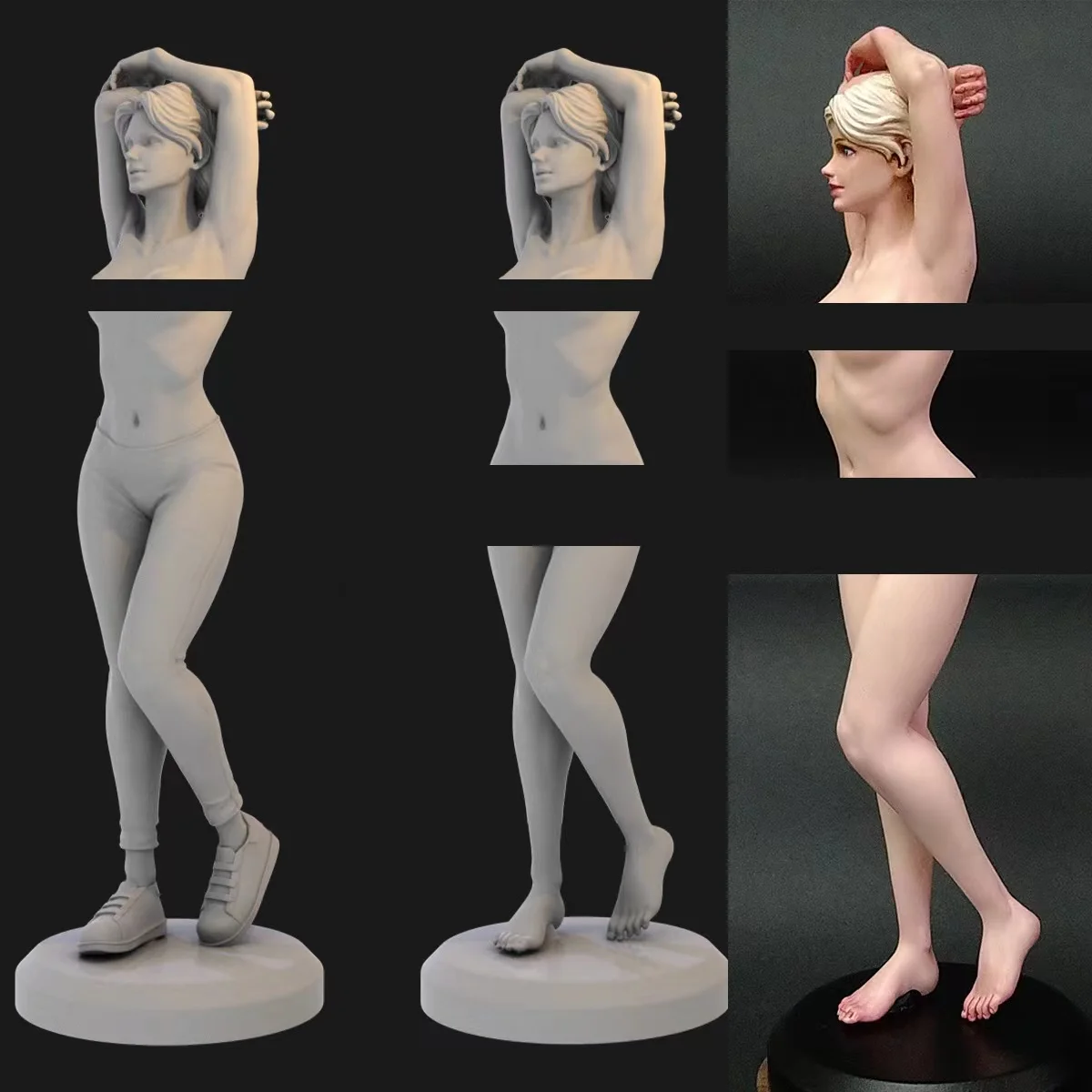 

1/24 Blonde 169 haired European and American little sister dual version GK white mold figure 3D printing resin model