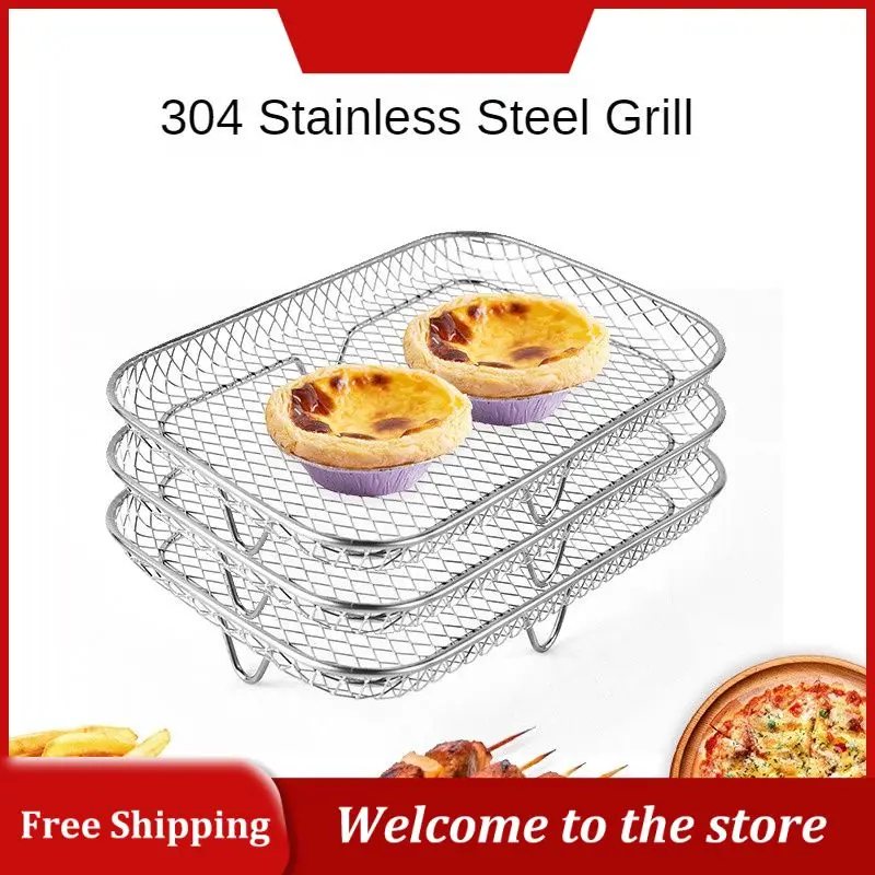 

Rectangular Mesh Drainer Basket Multifunction Top Anti-rust Grill Bbq Accessories Necessary Stainless Steel Barbecue Grill Grill