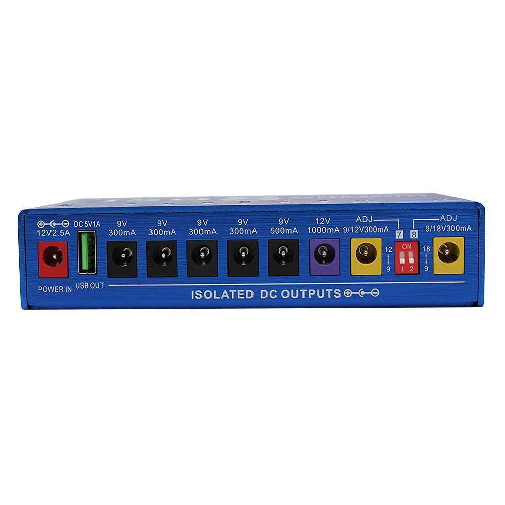 Mosky ISO-8 Guitar Effect Pedal Power Supply 8 Isolated DC Outputs/5V USB Output For 9V 12V 18V Guitar Pedal