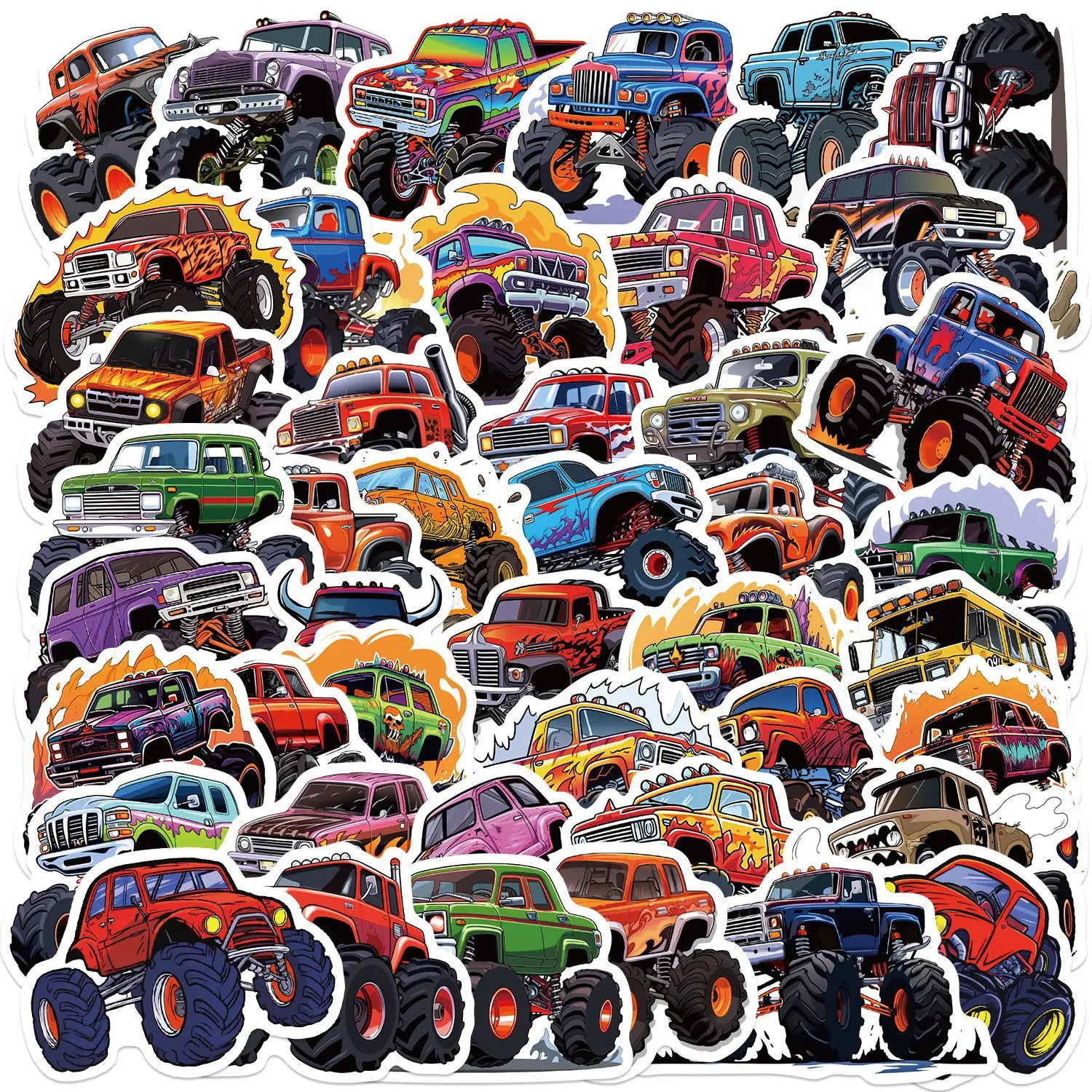 10/30/50Pcs New Monster Truck Sticker Cartoon Cute Stationery Sticker Water Cup Helmet Chitarra Wall Sticker Decorazione All'Ingrosso