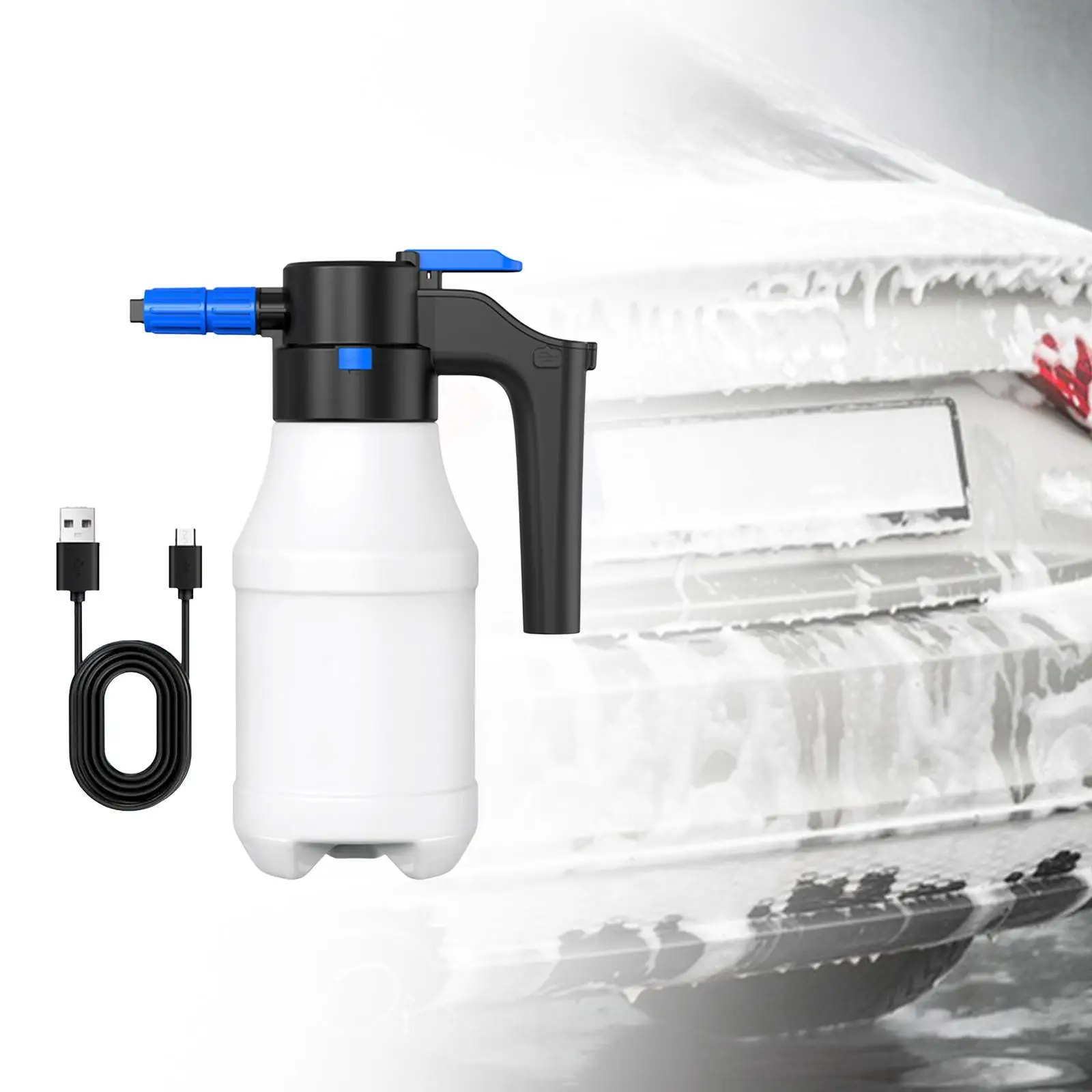 1.5L Electric Pressurized Foam Sprayer USB Rechargeable Sprayer for Car Washing Bathroom Cleaning Watering Garden Plants