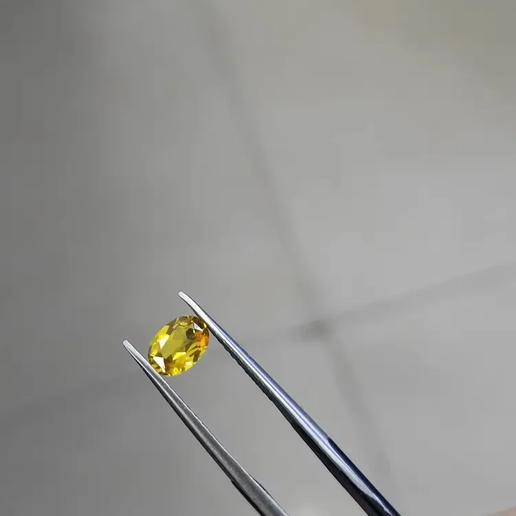 5x7mm yellow diamond topaz yellow corundum oval inlaid ring main stone hardness 9