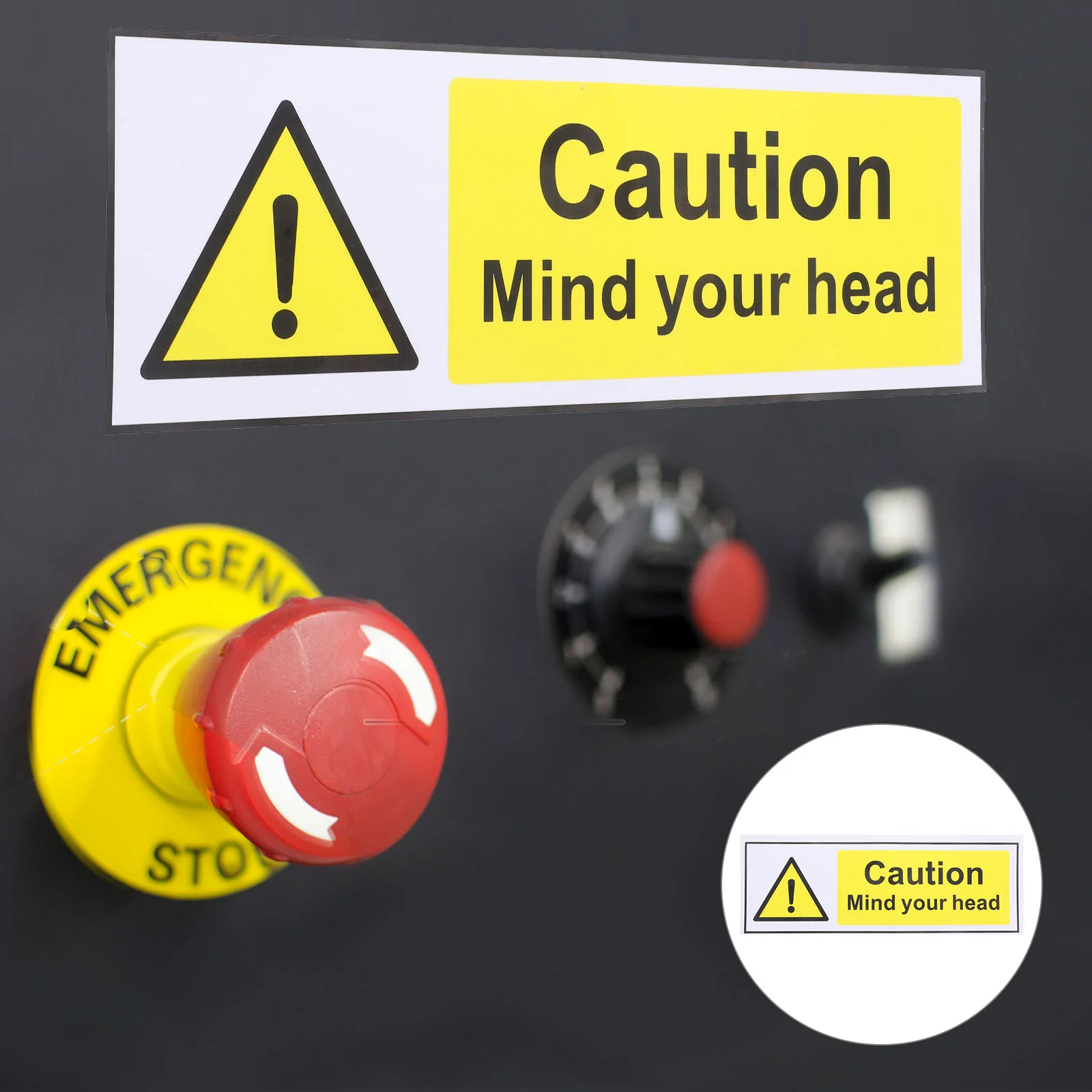 

Guochuan Safety English Logo Sticker Caution Mind Your Head Sign Synthetic Paper