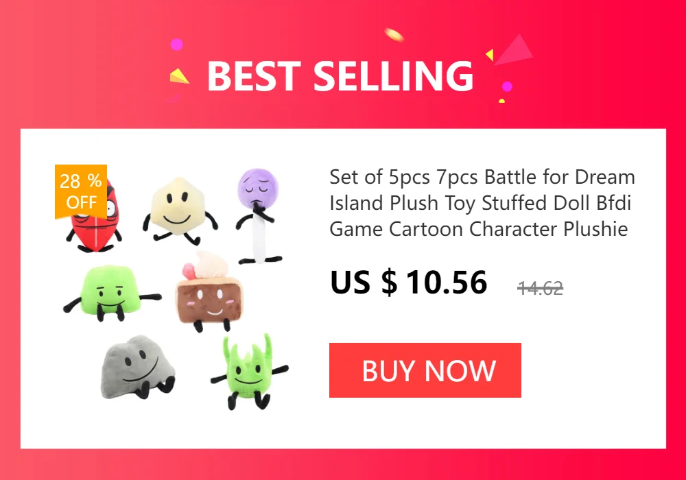 Bfdi Four Plush Toy Battle for Dream Island Stuffed Cute Cartoon Doll Game Character Sleeping Pillow Gift for Kid Child Birthday