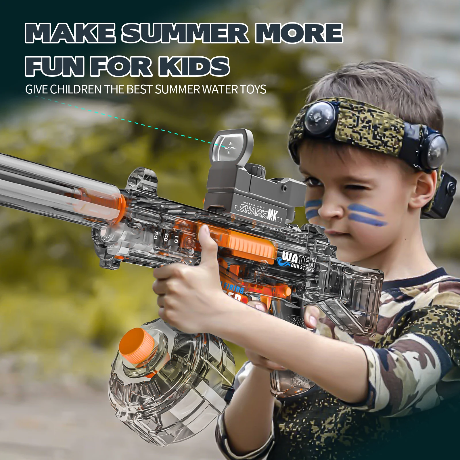 Large Capacity Automatic Water Absorption Water Gun Toys for Kids Electric Water Gun with Lights Outdoor Beach Parent-child Game 3