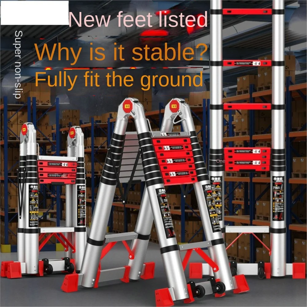 

1.7M 2.1M Multifunctional Elevating Telescopic Ladder Aluminum Alloy Portable Thickening Engineering Folding Ladder