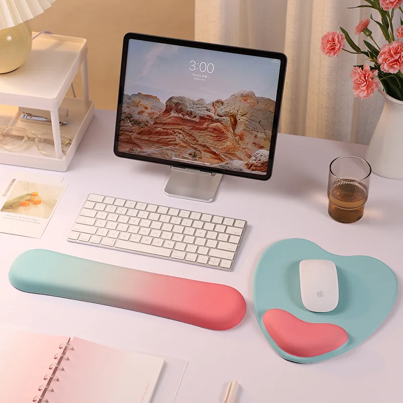 Ergonomic Keyboard Wrist Rest Memory Foam Wrist Rest for Computer Keyboard Mouse Pad Set for Easy Typing Pain Relief for Office