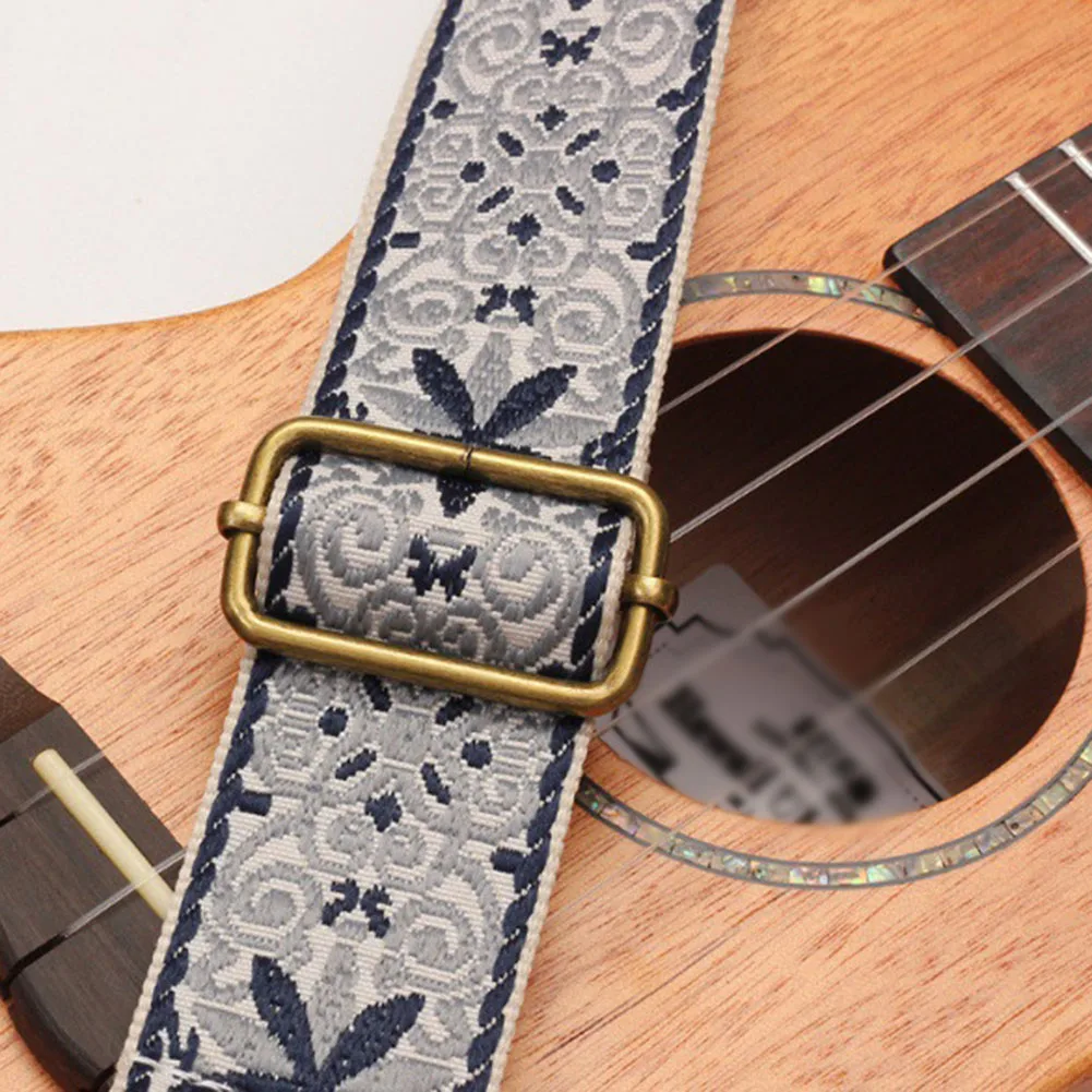 

Регулируемые ремешки для укулеле 77-134 см вышитые нейлоновые + ПУ кожаные маленькие ремешки для гитары с замком