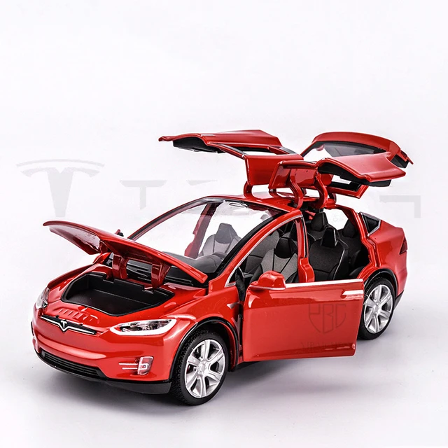 1:32 Tesla Model X 90D SUV Diecast Model Car Toy Sound&Light Collection  White