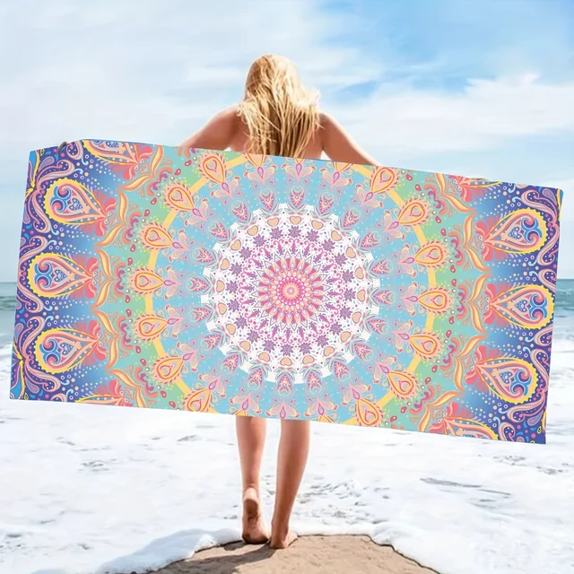 Quick-Dry Tropical Mandala Beach Towel | Soft, Absorbent & Lightweight | Fantasy Woven Towel for Travel & Poolside Quick-Dry Tropical Mandala Beach Towel | Soft, Absorbent & Lightweight | Fantasy Woven Towel for Travel & Poolside