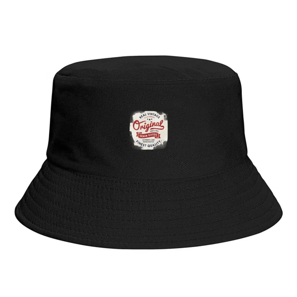 

Summer Sun Hat Reversible Twill Fabric for Men Women Vintage Badge Cotton Beach Travel Outdoor City Walk Fisherman Hat