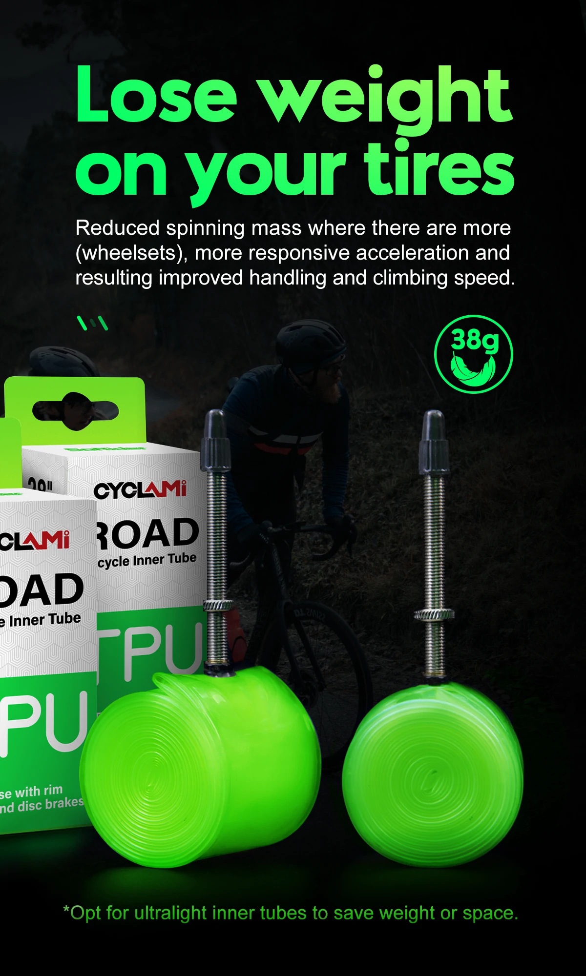 Cyclami ultraleichte Fahrrads ch lauch Rennrad MTB Fahrrad TPU Material Innen reifen 60 80mm Länge Französisch Ventil 700c Patch Kits – Detail 6
