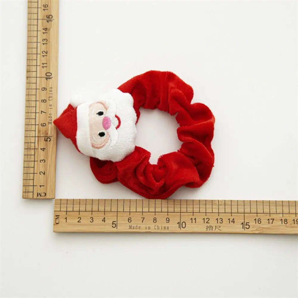 Soft Winter Christmas Scrunchies Cute Plush Hair Ring Cartoon Santa Claus Hair Rope Girl