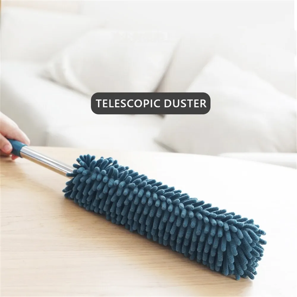 Telescoping Microfiber Duster with Stainless Steel Extension Pole Cleaner Household Dust Clean Remover For Ceiling Fan Lamps