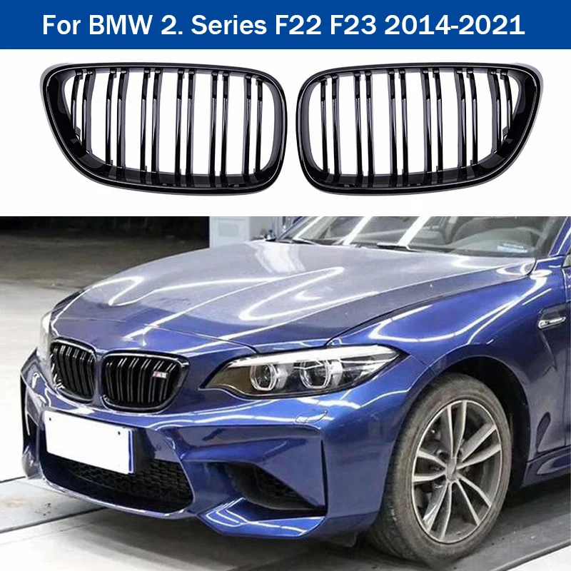 2Pcs For BMW 2 Series F22 F23 M235I M240I F87 M2 2014 2015 2016 2017 2018 2019 2020 Carbon Front Bumper Grille Dual Line Grill Grilles - View #4