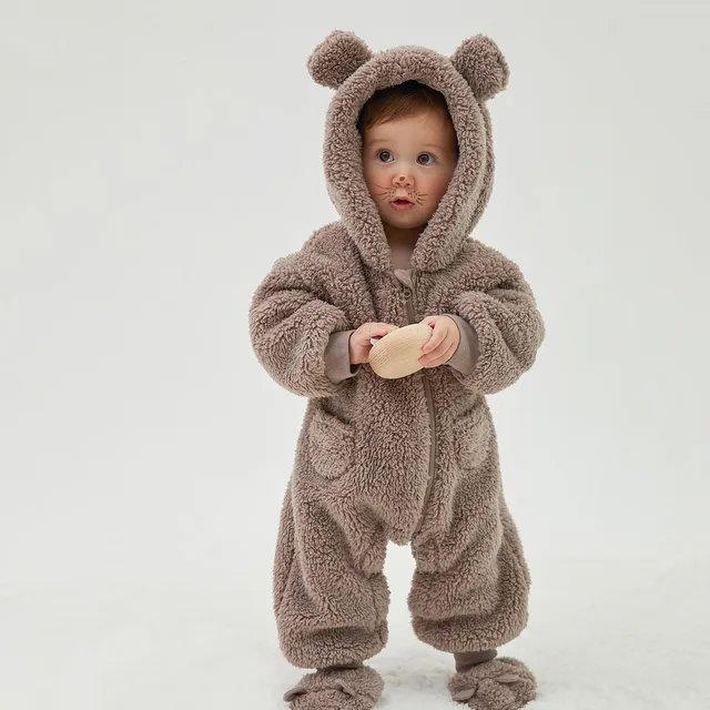 Baby Overall Playsuit Aus Fleece - Dicker Warmer Romper Für Neugeborene