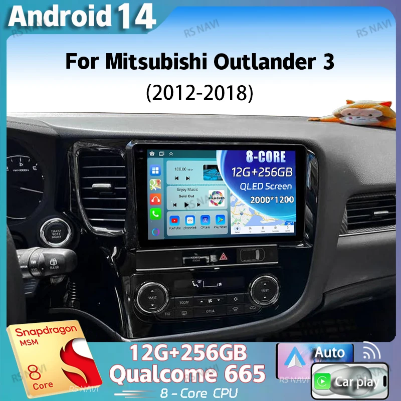 

Android 14 For Mitsubishi Outlander 3 2012-2018 2K QLED Stereo Car Radio Multimedia Video Player GPS 4G CarPlay
