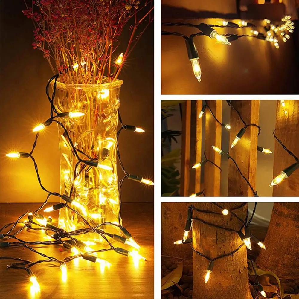

СВЕТОДИОДНАЯ Гирлянда в стиле ретро на солнечной батарее, цветные лампы с заостренными лампочками, украшение для рождественской вечеринки, сада, патио, уличное освещение (без батареи)